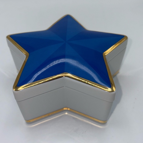 Tiffany and Co blue gold star trinket gift box porcelain bone china